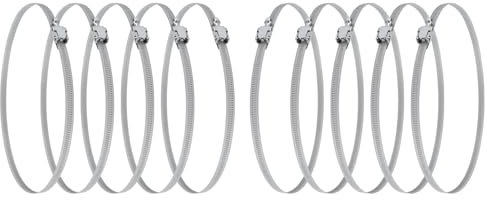 Vent Systems 200 mm – 10 Stück – verstellbare Schneckengetriebe-Stahlkanalschellen aus verzinktem Stahl – Trockner-Entlüftungsschelle – Rohrschelle - Automobil – Schneckenantriebs-Schlauchschellen