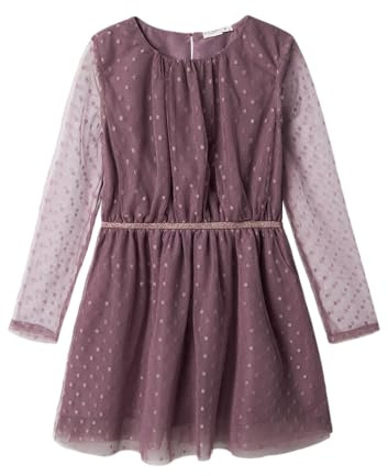 NAME IT Mädchen Nkfvabos Ls Dress Noos Nachtwäsche Set, Arctic Dusk, 164 EU