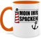Tasse Tassen 325ml - Statement - Moin ihr Spacken Leuchtturm - 325 ml - Orange - kaffeetassen nordsee kaffetassen sprüche statements spacken. fanmug statement-tasse frohes neues jahr kaffeetasse