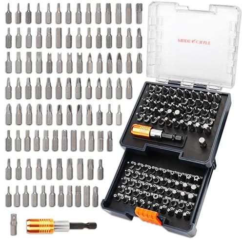 PRIDE&CRAFT 102PC Schraubendreher Bits Set mit 1/4'' Schnellspanner Bithalter, Premium Sicherheits Mini Schraubendreher Set, Magnetischer Bohrer Bit Halter