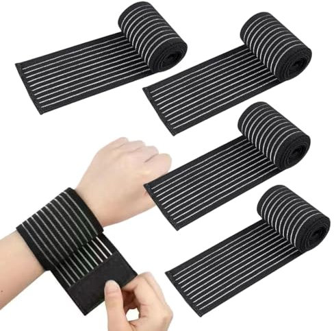 Visxcnu 2 Piezas Muñequera ancha sujeción, Deportivas, Tira compresión ajustable fit Hombre y Mujer para Levantar de Pesas, Gym, Flexiones, Tendinitis, Protección la Muñeca Antideslizante (Negro)