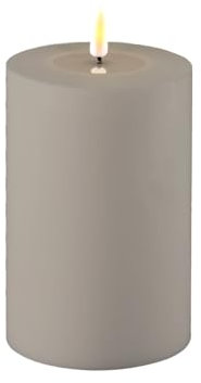 Deluxe Homeart Flammenlose LED-Kerze für den Außenbereich, Grau, mit Real Flame™-Technologie, batteriebetriebene Kerze (10 x 15 cm), RF-0000