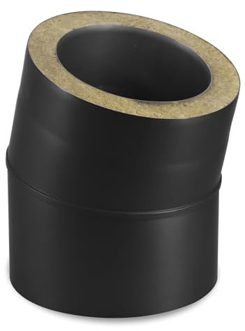 LANZZAS Tubo aislado de doble pared para estufa - tubo de humo/arco - rodilla 15°, diámetro 150/215 mm - Color: Negro