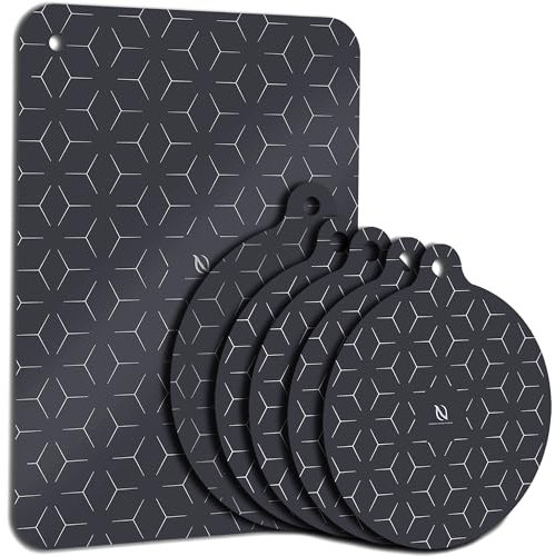 HI NATURE™ Set de 4 Protectores para Placa de Inducción – Esterilla de Silicona Antideslizante para Cocina – Alfombrillas Resistentes al Calor hasta 260°C – Antirayaduras (4X, 4, Piezas)