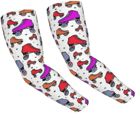 Kühlende Sportschutz-Armstulpen für Damen, Herren, Kinder, Retro-Rollschuhe, bunt, Schwarz , One size