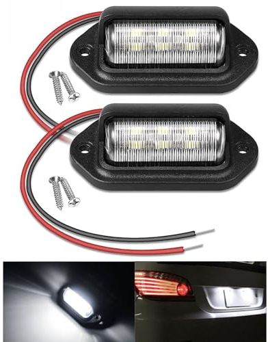 SHUBEIEUMI 2PCS LED Number Plate Light, 6-SMD License Plate Lamp, 12V-24V DC Universal License Plate Lamp, Waterproof Taillight