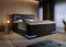 wonello Detroit Boxspringbett 180x200 mit Bettkasten und LED-Beleuchtung - gemütliches Bett mit LED - Stauraumbett 180 x 200 cm mit Matratze und Topper - Samt-Stoff schwarz - H2/H3