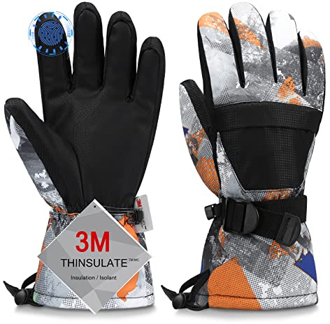 Odtmger Gants de Ski, Gants de Neige Les Plus Chauds, imperméables et Respirants pour Temps Froid, conviennent Aussi Bien aux Hommes, pour l'extérieur Parent-Enfant