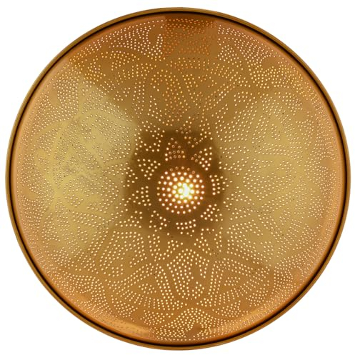 Marrakesch Boho Deko Wandlampe Wandleuchte für Innen 40cm rund Lampenschirm aus Metall | Lampe Wohnzimmerlampe Lesha Gold als aesthetic Deko im Wohnzimmer | Wandbeleuchtung für das Treppenhaus