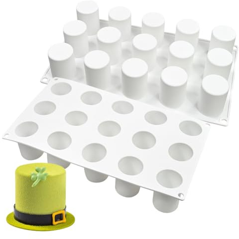 TOPBSFARNY 1 x 15 Mulden, hohe Zylinderform, Mousse-Kuchenform, Backutensilien, handgefertigte Seife, Aromatherapie, Kerzen, Silikonformen