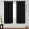 BellaHills 100% Verdunkelung Abdunkelnde Vorhänge Schlafzimmer Ösenvorhang 2er Set H 175 x B 140 cm Gardinen Schwarz Blickdicht Übergardinen mit Ösen Verdunkelungsvorhang Thermovorhang