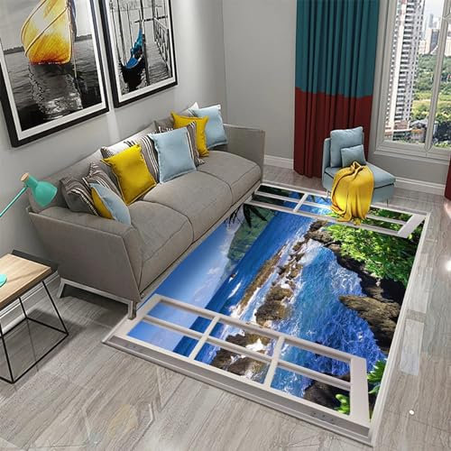 3D Gedruckter Teppich Blick Aus Dem Fenster Wohnzimmer Schlafzimmer Anti Rutsch Carpet Kinder Mädchen Jungen Zimmer Spielen Krabbeln Fußmatten 200 X 300 cm / 78.74 X 118.11 -9I8Z4N6U7V6C4Z5W