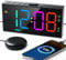 Roxicosly Loud Alarm Clocks for Heavy Sleepers, Bedside Alarm Clock with Bed Shaker, 10 Colour RGB Display, 7 Dimmers 5 Volumes, Vibrating Dual Alarms, USB Phone Charger for Kids Deaf People