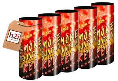 h2i Rauch Vulkan Fontäne | 5 Stück | Rot | Time 45 sek | Smoke Tube Rauchfackel Rauchtopf Rauchgenerator Rauchbombe mit dichtem kräftigem Rauch |R1| Ganzjahresfeuerwerk Kat T1/F1