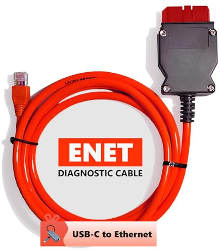 Juta ENET OBD2 Diagnosekabel für BMW F-Serie & G-Serie mit USB-C Adapter, 2m Ethernet Programmierkabel für E-SYS, ISTA, INPA, Kompatibel mit F10, F30, F25, G01, G05