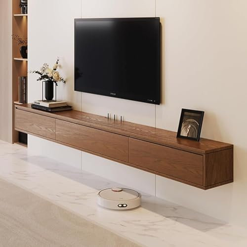 TYYCKJ Mueble de TV Flotante Mueble de TV Flotante de 160/180/200/240 cm Mueble de TV de Pared Consola con Orificios de alimentación Estante de TV Flotante Mueble de TV de Centro de Entretenimiento