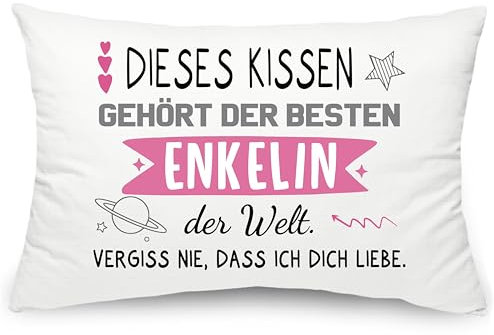 Enkelin Geschenke Kissenbezüge Dieses Kissen gehört der besten Enkelin der Welt Idee Enkelin Enkeltochter Kissen Deko Geburtstag Weihnachten Hochzeit Geschenk Kopfkissenbezug 50 x 75 cm (Enkelin)