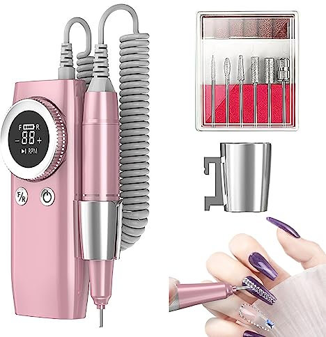 Sonhomay Nagelbohrer Elektrische Nagelfeilen 45000RPM Nagelbohrmaschine Wiederaufladbare Elektrische Nagelfeile Maniküre Pediküre Werkzeug Fußnagelfeile für Dicke Nägel Nagelhaut Harte Haut Entfernung