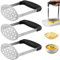 MAHIONG 3pcs Potato Mashers, Stainless Steel Potato Masher with Non Slip Handle, Kitchen Masher for Vegetable, Fruits, Cheese (Black)