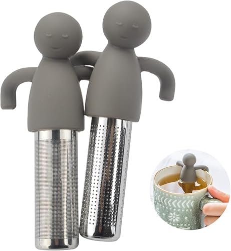 GDJIAJT 2 Stück Teesieb Teefilter, Teeei für losen Tee, 304 Edelstahl Teesieb Teefilter mit Griffen, Lustig Teeei für Tasse Teekanne Mulling Gewürze, für Tassen und Teekannen