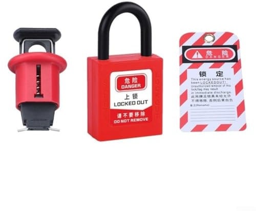 Oniissy Miniature Circuit Breaker, Circuit Breaker Lock Off Device, Safety Lockout Padlock for Electrical Safety Lockout, for 2-Hole Breakers ≥13mm Spacing