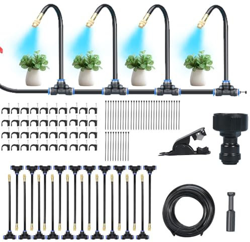 Automatic Drip Irrigation System, 360° Bendable Nozzle Garden Balcony Watering System Atomization Sprinkler Irrigation Kit (20M)