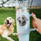Drawelry Personalisierte Foto Becher mit Henkel Deckel und Strohhalm Tumbler Hunde Katzen Bild Namen Gravur Edelstahl Thermosbecher Geburtstag Geschenke für Männer, Frauen, Familien, Freunde (A2)