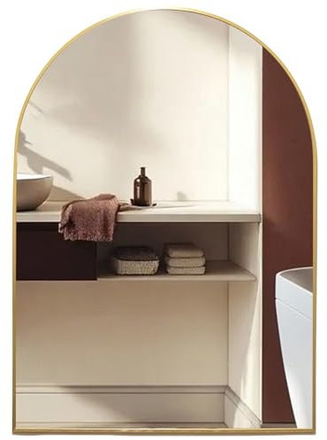 Neue Design Mood® Premium Arch Bathroom Mirror Gold Framed Wall Mounted, Arched Frame Modern & Stylish (50cm x 40cm)
