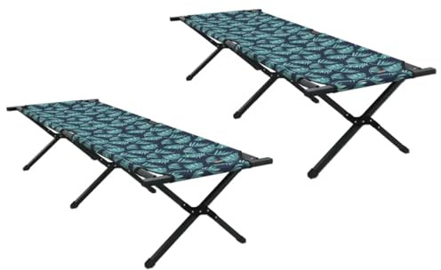 vidaXL Klappbare Sonnenbetten 2 Stück mit Tragetasche Blattmuster 600D Oxford-Stoff