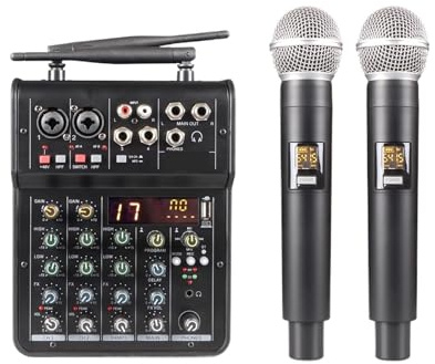 Audio-Mixer, Integriertes Mikrofon, 6 Kabelloses Mikrofon For PC, Zuhause, Party, Show, Kirche, Hochzeit