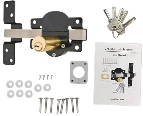 Serrure Pour Porte Coulissante,Verrou Double Face Pour Portail En Bois - Sécurisé 5 Clés Pour Portail Garage Grange Cabine Poulailler Exterieur Armoire Cellier Patio