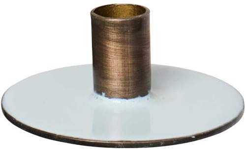 IB Laursen Kerzenhalter RUND 2-Farbig HELLBLAU Gold für 1 DÜNNE Kerze
