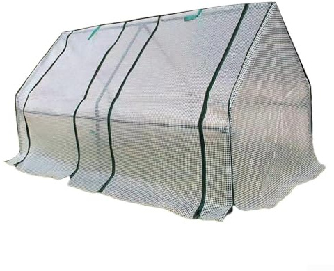 Beatanug Gewächshausabdeckung für Hochbeet, 180 x 90 x 90 cm, tragbares PVC-PE-Gartenzelt, robustes schützendes Gewächshaus mit Reißverschluss-Türen für den Außenbereich