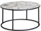 FineBuy Couchtisch Rund 80x40x80 cm mit Marmor Optik Weiß, Wohnzimmertisch mit Metall-Gestell Schwarz, Moderner Dekotisch
