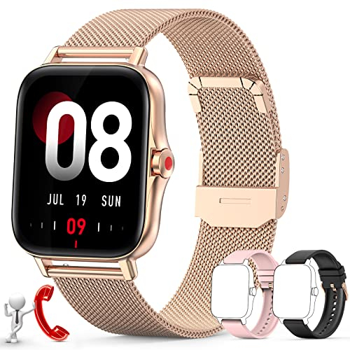 Smartwatch Donna, Chiamata Bluetooth e Risposta Vivavoce Orologio Fitness, Notifiche Messaggi, Cardiofrequenzimetro da Polso, IP67 Fitness Tracker Donna con Contapassi Cronometro per Android IOS