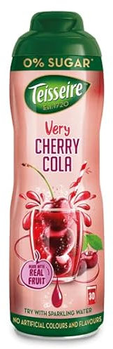Teisseire Sirop de boisson cerise cola 0 % – 600 ml – Sirop au goût exactement comme le fruit