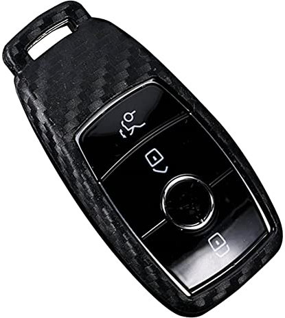 OTMIK Carbon Fiber Pattern Silicone Car Key Cover Case fit for mercedes benz C Class W176 W203 W204 Car key Accessories (key case)