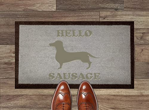 Artisan Kiss Light Brown Nylon Door Floor Mat Anti Slip Backing 70x40cm Gifts Presents Wedding Novelty (70 x 40 cm, Hello Sausage)