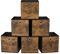 SONGMICS Storage Cubes, Set of 6 Storage Bins with Handle, Oxford Fabric and Non-Woven Fabric Storage Boxes, 26 x 26 x 28 cm, Fit Cube Storage Unit, Foldable, Rustic Brown and Black RFB126B01