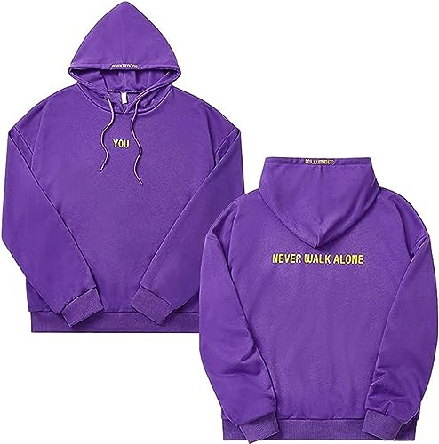 Silver Basic You Never Walk Alone Damen Kpop Jimin Cosplay Lila Winter Casual Lose Plüsch Kapuzen Sweatshirt-Purple-2XL1