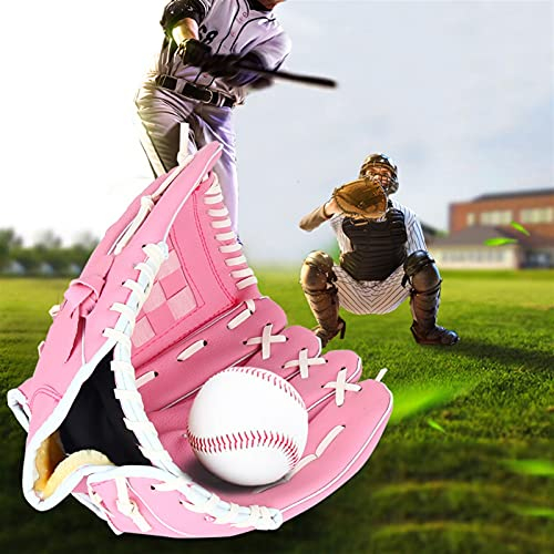 Baseball Handschuhe,PU-Leder Baseball Glove 10.5 / 11,5 / 12,5 Zoll Outdoor Sports Rosa Baseballhandschuh Softball Praxis Links Hand Für Erwachsene Mann Frau Training ( Color : Pink , Size : 12.5 inch