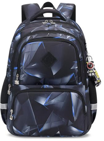 FANDARE Kinderrucksack Jungen Mädchen Geometrischer Druck Kinder Rucksack lässig Kinderrucksack Schulranzen mit reflektierenden Streifen Daypacks Schulrucksack Büchertaschen Tagesrucksack