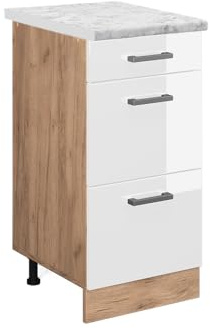 Vicco Mobiletto base per cucina R-Line, Bianco lucido, 40 cm PL Marmo