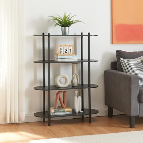 [en.casa] Bücherregal Øvre Standregal mit 4 Ablagen Bücherschrank Regal 108x80x30 cm Schwarz