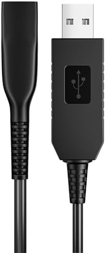 pluX 12V USB Charger Cable Power Cord for Braun Series 1,3,5,7,9 Electric Razor Shaver 3020S,3080S,760CC,790CC,340s,190s,5190cc,5210,9095cc