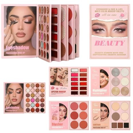 Makeup Buch-Palette, 5-lagiges, Faltbares Make-up-Geschenkset Im Buchstil, 55-Farben-Lidschattenpalette, Mattschimmernde Lidschattenpaletten, Hochpigmentierte, Mischbare, Langlebige, Kosmetik