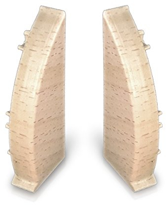 1 Paar Endkappen (1 links, 1 rechts) für Kabelkanal Sockelleiste in Buche Dekor