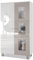 Vladon Vitrine Denjo, Made in Germany, Standvitrine mit 2 Türen und 3 Glaseinsätzen, Weiß matt/Weiß Hochglanz/Sandgrau Hochglanz (71 x 129 x 35 cm)