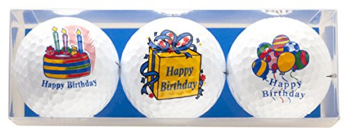 Sportiques Zum Geburtstag - Golf-Geschenkset Happy Birthday bestehend aus 3 bedruckten Golfbällen - EIN tolles Geschenk/Geburtstagssgeschenkfür jeden Golfer