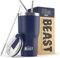Beast Thermobecher 900 ml - Königsblau I Mehrweg Thermo Kaffeebecher To Go mit 2 Strohhalmen & Reinigungsbürste I Doppelwandiger Trinkbecher aus Edelstahl I Perfekt für Kaffee oder Eiskaffee